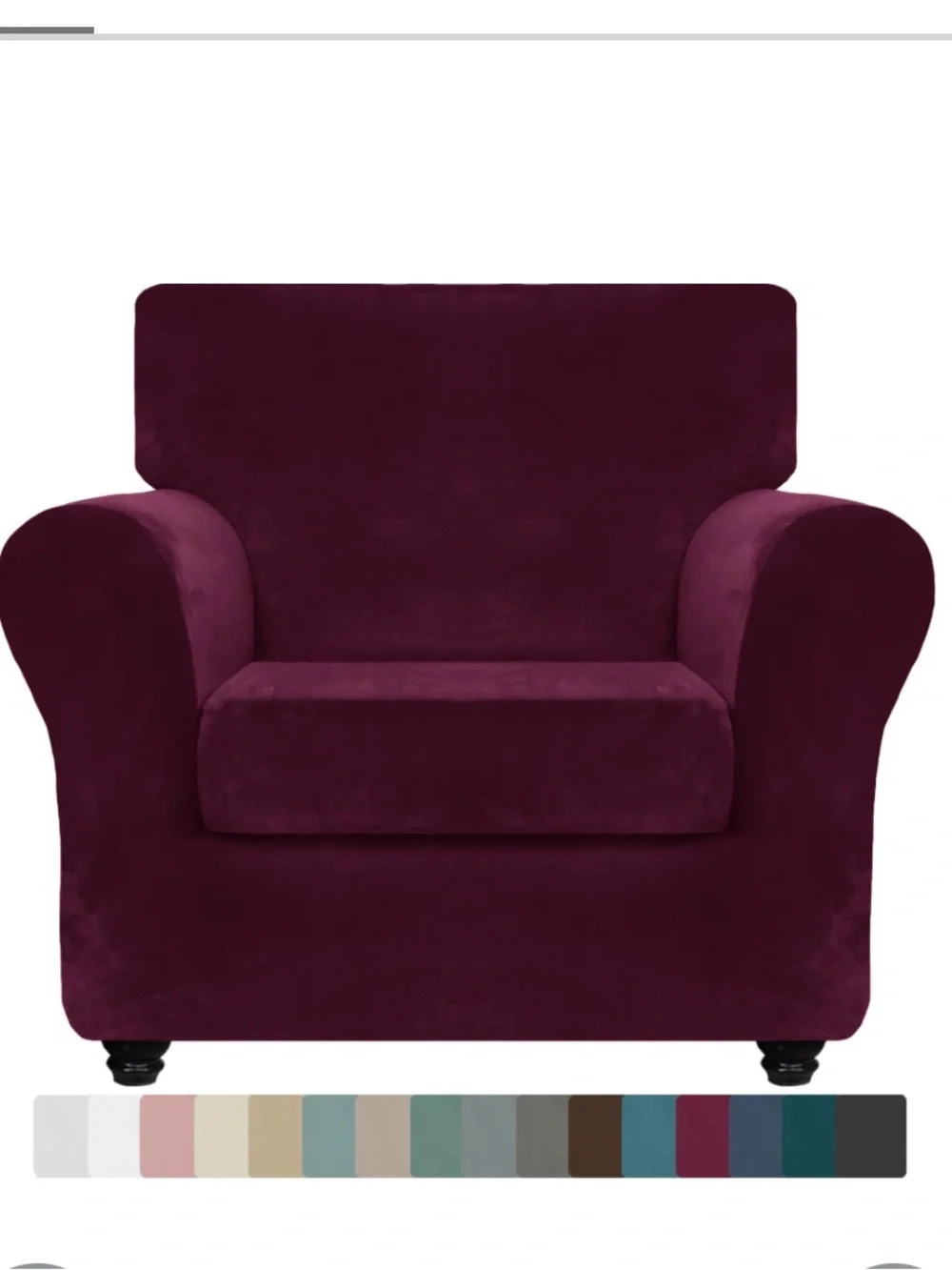 Thick Soft & Stretchy Velvet Chair Slipcover Pet-Friendly - WINE RED Size Small